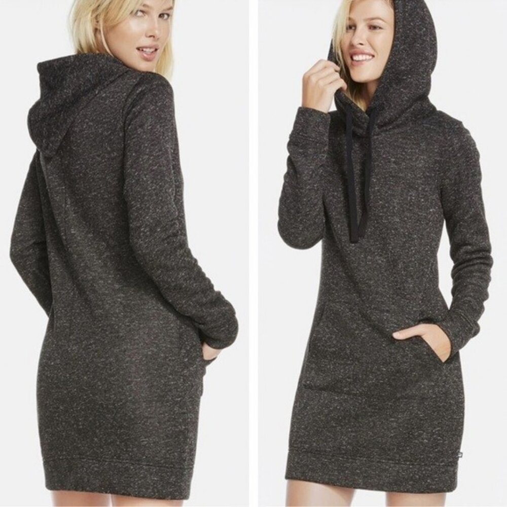 Fabletics Black Marled Yukon Hooded Sweater Dress Size M